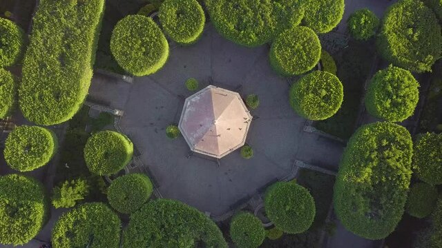 Aerial shot of central plaza in San Miguel de Allende, Mexico.