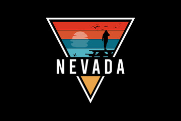 Nevada,retro vintage style hand drawing illustration