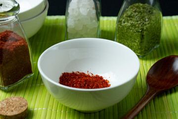 paprika in white bowl
