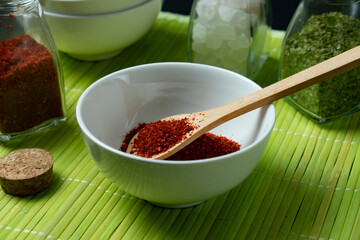 paprika in white bowl
