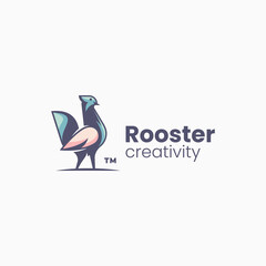 Vector Logo Illustration Rooster Simple Mascot Style.