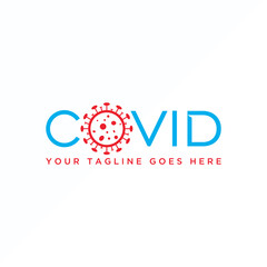 Letter or word COVID sans serif font with virus image graphic icon logo design abstract concept vector stock. Can be used as a symbol related to disease or wordmark