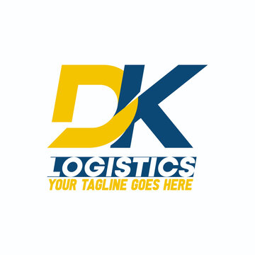 letter or word DK sans serif font with speed and cutting merging image graphic icon logo design abstract concept vector stock. Can be used as a symbol related to logistic or initial
