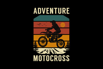 .Adventure motocross, design sleety retro style