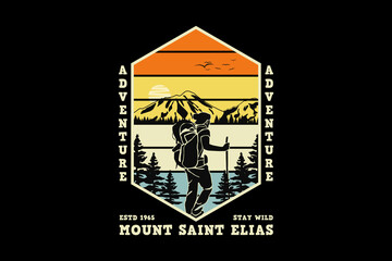 Adventure mount saint elias, design sleety retro style