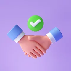 Foto op Plexiglas Handshake icon, symbol. Handshake of business partners with Successful deal. 3d render illustration © StockStyle