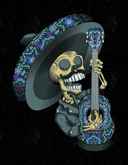 mariachi skull huichol
