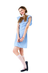 Smiling teen girl with braids in polka dot dress