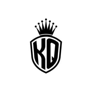 Monogram logo with shield and crown black simple KQ