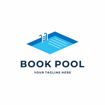 Simple Book and swimming pool logo design template elements