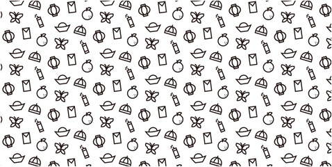 Chinese new year icon pattern background for website or wrapping paper (Monotone version)