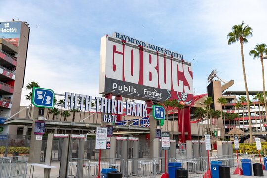 Raymond James Stadium In Tampa, Florida, Home Of The NFL Tampa Bay Buccaneers Football Team.