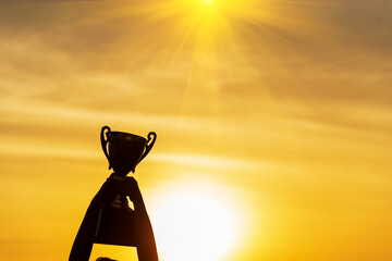Sport Silhouette trophy best man Winner Award victory trophy for professional challenge. Golden...