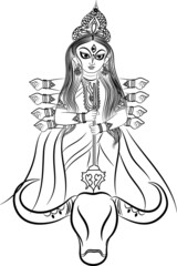 the Durga with a sword and 10 hands | ten hands Durga