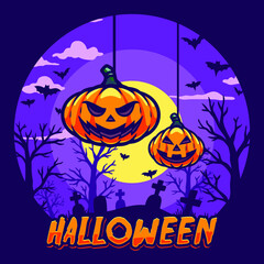 Happy halloween flat design background