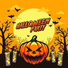 Happy halloween flat design background
