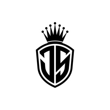 Monogram logo with shield and crown black simple JS