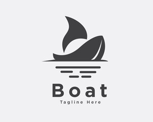 abstract boat sail ship black art logo template illustration