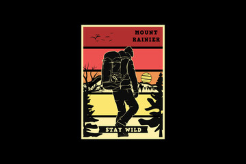 Mount rainier stay wild, design silhouette retro style