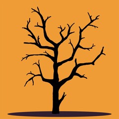 Simplicity halloween dead tree freehand drawing silhouette flat design.