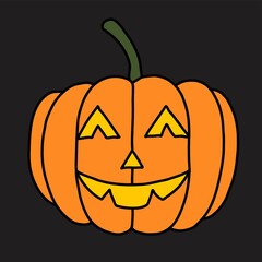 Simplicity halloween pumpkin freehand drawing flat design.