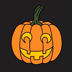 Simplicity halloween pumpkin freehand drawing flat design.