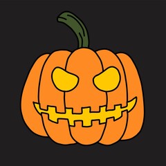 Simplicity halloween pumpkin freehand drawing flat design.