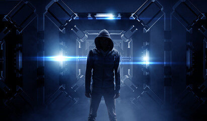 Cyber security concept . Mixed media