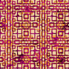 Seamless bright vivid pink and yellow pattern swatch for print. High quality illustration. Abstract background or wallpaper design. Brilliant, colorful, dynamic and expressive chic pattern design.