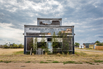 An abandoned general store in the ghost town of Robsart, SK