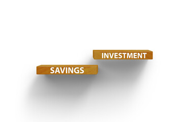 Concept of savings and investment with steps