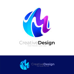 Modern logo and letter M design combination