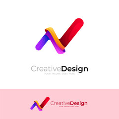 Letter N logo template, colorful design vector