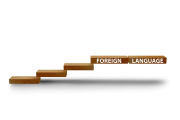 Foreign language concept with steps