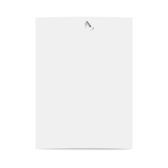 Blank paper sheet nailed to wall realistic vector illustration isolated.