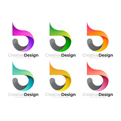 Set letter B logo and colorful design vector, simple style