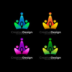 Crown logo with colorful design illustration, modern style