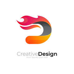 D logo and fire design template, abstract fire logos