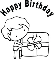vector cartoon boy girl with gift happy birthday card