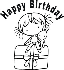vector cartoon boy girl with gift happy birthday card