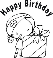 vector cartoon boy girl with gift happy birthday card