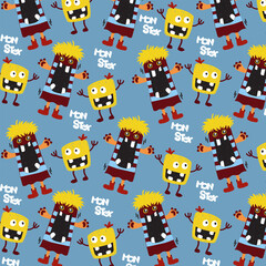 monster pattern alien cute colorful happy smile vector illustration design character 05