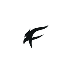 Letter F With Eagle Falcon Phoenix Logo Design 