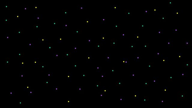 Minimalists style festive background with sparse pixels flickering in dark space