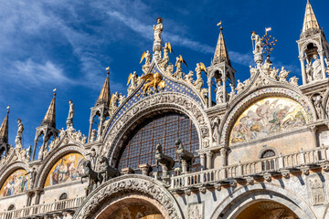 old venetian horses on top of St. Mark's basilica in Venice