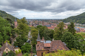 Fototapeta na wymiar Heidelberg, Germany. Scenic view of the city from the observation deck of the castle