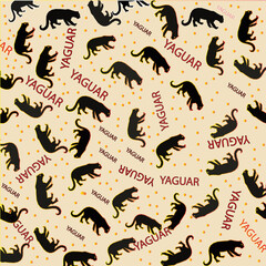 Seamless pattern with jaguar. Vector