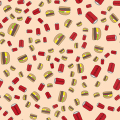Seamless pattern with fust food. Vector