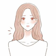 首のしわに悩む女性