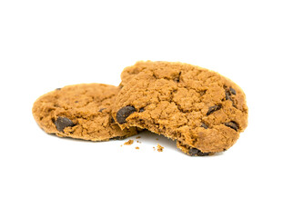 Cookies and crumbs isolated on white background.